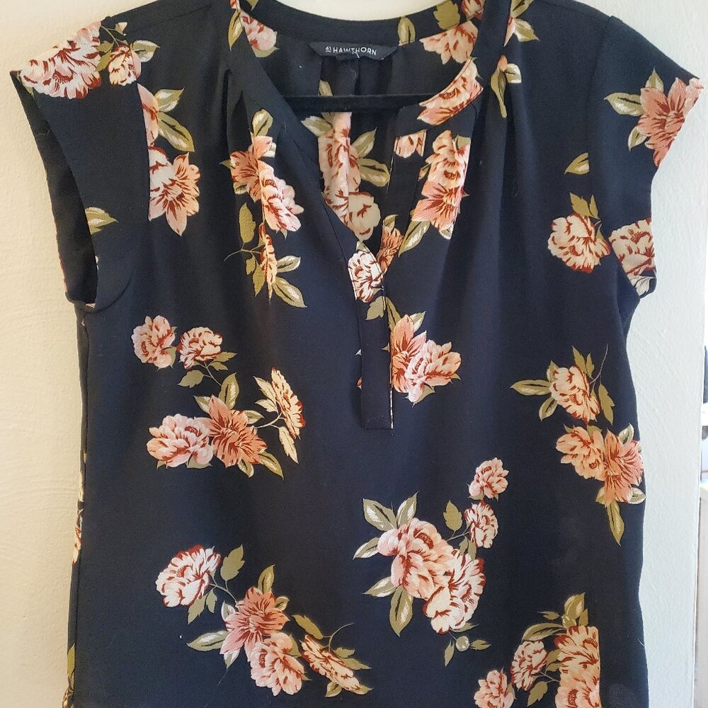 Black floral blouse